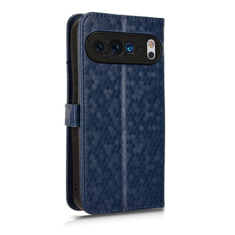 For Google Pixel 9 Honeycomb Dot Texture Leather Phone Case(Blue)