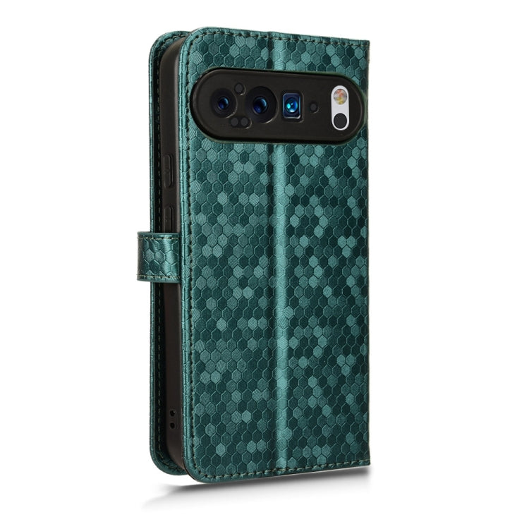 For Google Pixel 9 Honeycomb Dot Texture Leather Phone Case(Green)