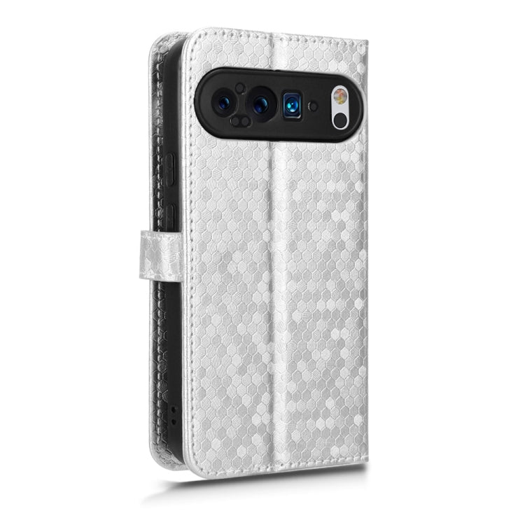 For Google Pixel 9 Honeycomb Dot Texture Leather Phone Case(Silver)