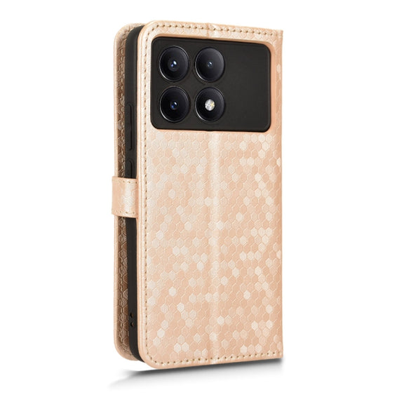 For Xiaomi Redmi K70 5G / K70 Pro 5G Honeycomb Dot Texture Leather Phone Case(Gold)