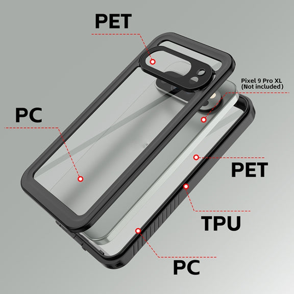 For Google Pixel 9 Pro XL RedPepper Shockproof IP68 Water-resistant PC + TPU Protective Case(Black)
