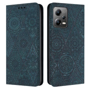 For Redmi Note 12 5G Global Ethnic Embossed Adsorption Leather Phone Case(Blue)