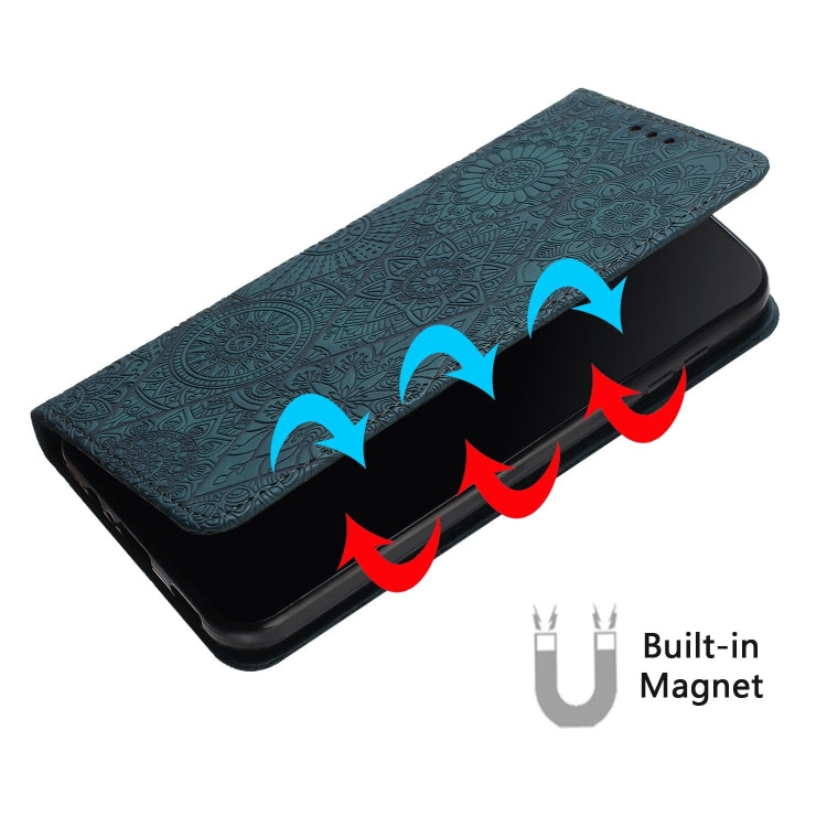 For Redmi Note 12 5G Global Ethnic Embossed Adsorption Leather Phone Case(Blue)