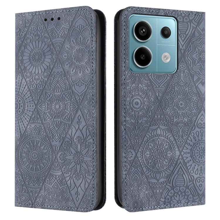 For Xiaomi Redmi Note 13 Pro 5G Ethnic Embossed Adsorption Leather Phone Case(Grey)