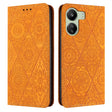 For Xiaomi Redmi 13C Ethnic Embossed Adsorption Leather Phone Case(Yellow) - 13C Cases by PMC TechLife | Online Shopping South Africa | PMC TechLife | Buy Now Pay Later Mobicred