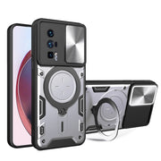 For Xiaomi Poco F5 Pro/Redmi K60  CD Texture Sliding Camshield Magnetic Holder Phone Case(Silver)