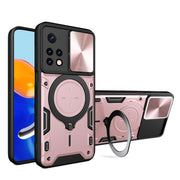 For Xiaomi Redmi Note 11 Global CD Texture Sliding Camshield Magnetic Holder Phone Case(Pink)