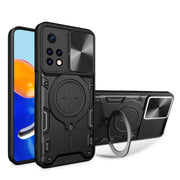 For Xiaomi Redmi Note 11 Global CD Texture Sliding Camshield Magnetic Holder Phone Case(Black)