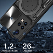 For Xiaomi Redmi Note 11 Global CD Texture Sliding Camshield Magnetic Holder Phone Case(Black)