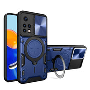 For Xiaomi Redmi Note 11 Global CD Texture Sliding Camshield Magnetic Holder Phone Case(Blue)