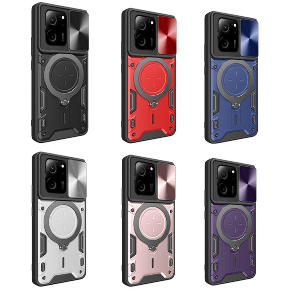 For Xiaomi 13T / Redmi K60 Ultra CD Texture Sliding Camshield Magnetic Holder Phone Case(Black)