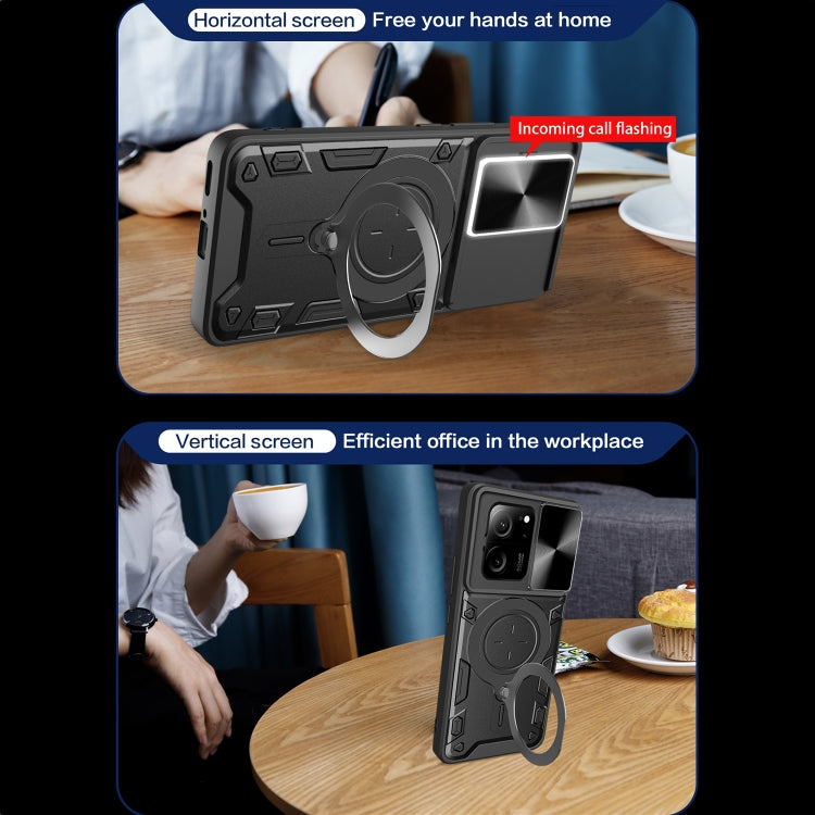 For Xiaomi 13T / Redmi K60 Ultra CD Texture Sliding Camshield Magnetic Holder Phone Case(Red)