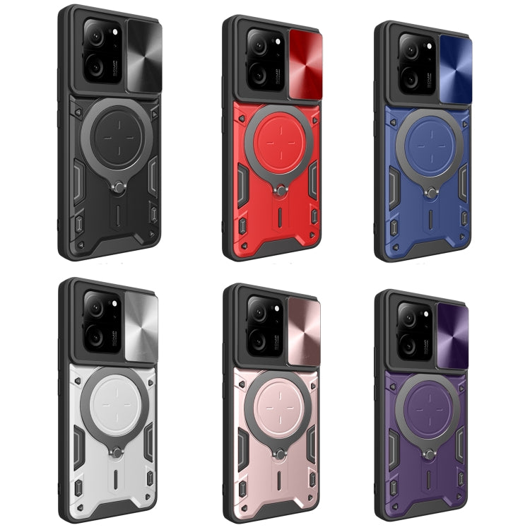 For Xiaomi 13T / Redmi K60 Ultra CD Texture Sliding Camshield Magnetic Holder Phone Case(Blue)