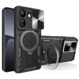 For Xiaomi Redmi 13C 4G CD Texture Sliding Camshield Magnetic Holder Phone Case(Black) - 13C Cases by PMC TechLife | Online Shopping South Africa | PMC TechLife | Buy Now Pay Later Mobicred