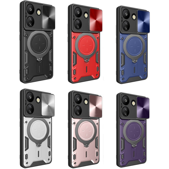 For Xiaomi Redmi 13C 4G CD Texture Sliding Camshield Magnetic Holder Phone Case(Blue)