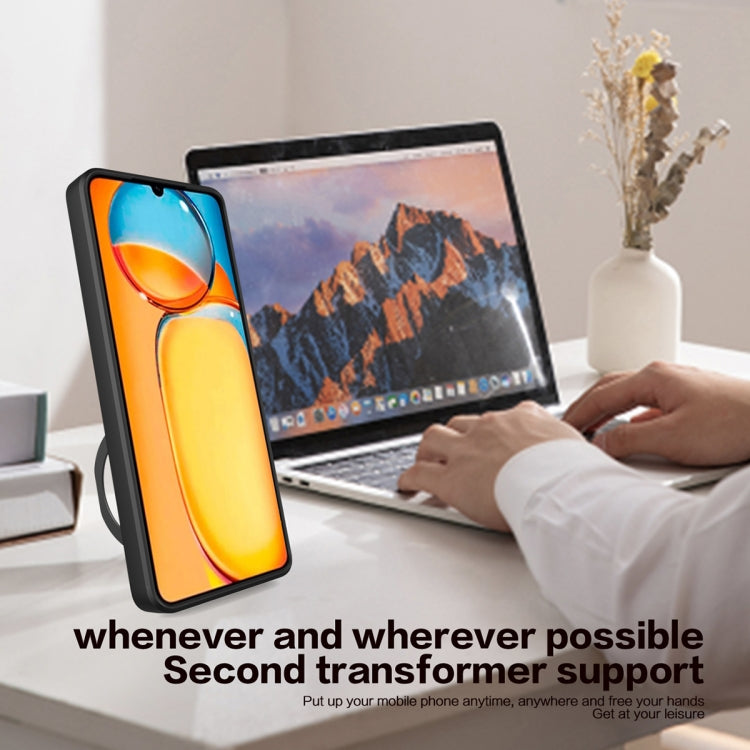 For Xiaomi Redmi 13C 4G CD Texture Sliding Camshield Magnetic Holder Phone Case(Blue)