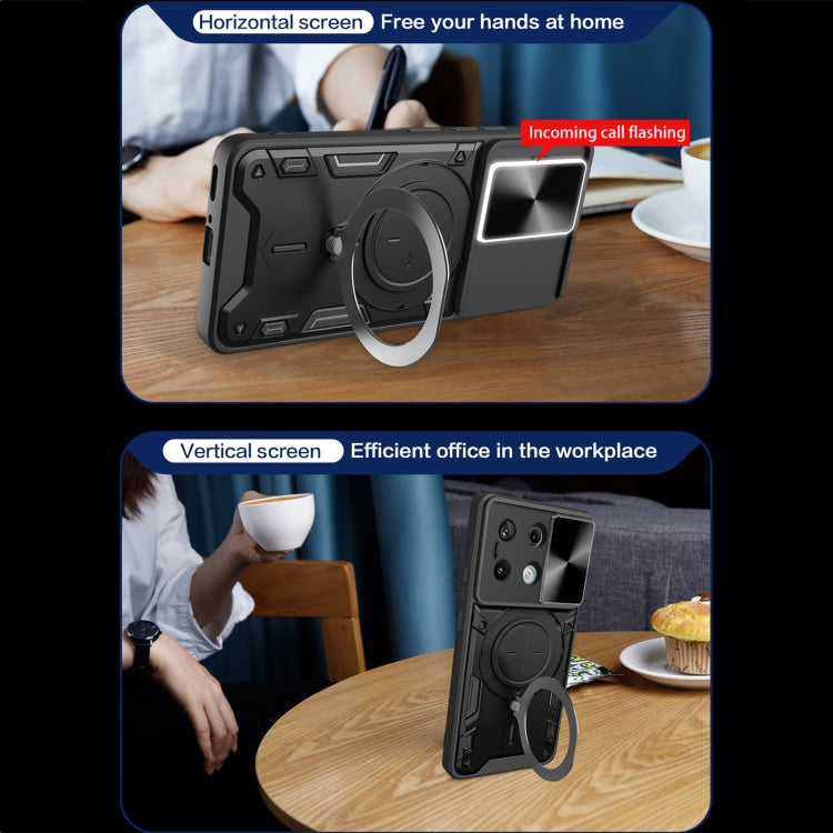 For Xiaomi Redmi Note 13 Pro 5G CD Texture Sliding Camshield Magnetic Holder Phone Case(Black)