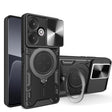For Xiaomi Redmi 13C 5G Global CD Texture Sliding Camshield Magnetic Holder Phone Case(Black) - 13C Cases by PMC TechLife | Online Shopping South Africa | PMC TechLife | Buy Now Pay Later Mobicred