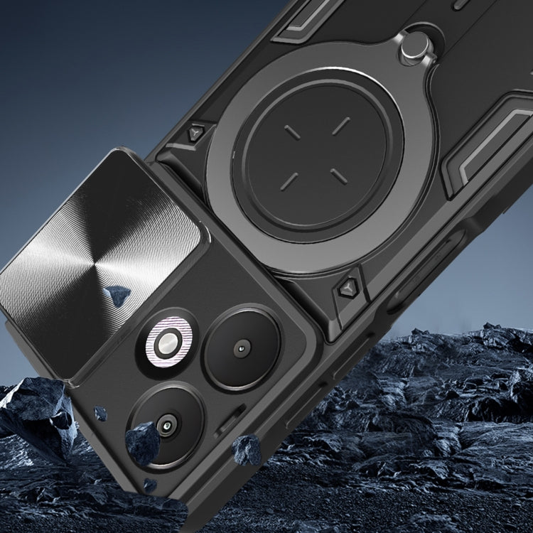 For Xiaomi Redmi 13C 5G Global CD Texture Sliding Camshield Magnetic Holder Phone Case(Black)