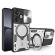 For Xiaomi Redmi 13C 5G Global CD Texture Sliding Camshield Magnetic Holder Phone Case(Silver) - 13C Cases by PMC TechLife | Online Shopping South Africa | PMC TechLife | Buy Now Pay Later Mobicred