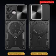 For Xiaomi Redmi 13C 5G Global CD Texture Sliding Camshield Magnetic Holder Phone Case(Silver)