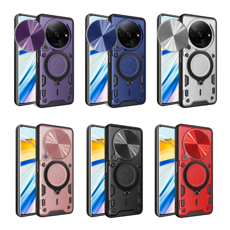 For Xiaomi Redmi A3 CD Texture Sliding Camshield Magnetic Holder Phone Case(Red)
