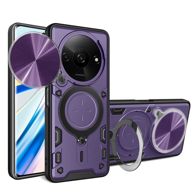 For Xiaomi Redmi A3 CD Texture Sliding Camshield Magnetic Holder Phone Case(Purple)