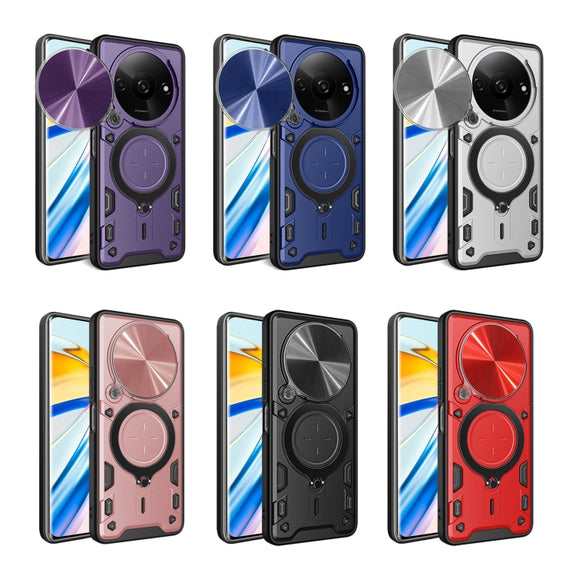 For Xiaomi Redmi A3 CD Texture Sliding Camshield Magnetic Holder Phone Case(Purple)