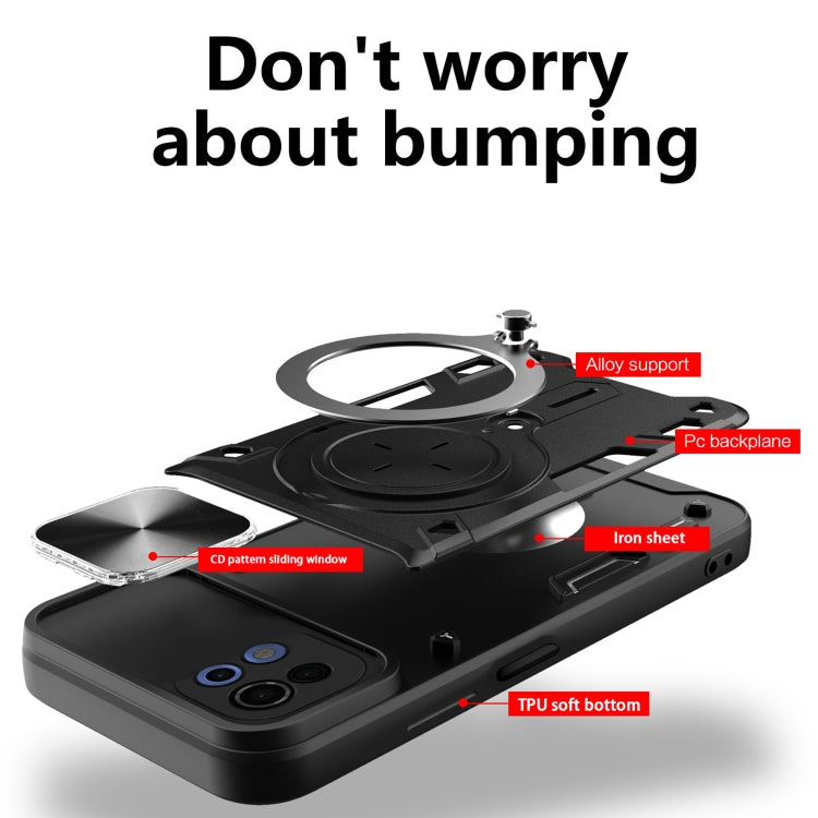 For Xiaomi Mi 11 Lite 4G / 5G CD Texture Sliding Camshield Magnetic Holder Phone Case(Red)