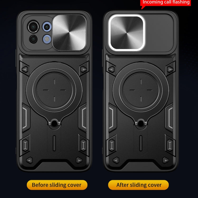 For Xiaomi Mi 11 Lite 4G / 5G CD Texture Sliding Camshield Magnetic Holder Phone Case(Silver)