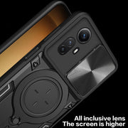 For Xiaomi Redmi Note 12S 4G CD Texture Sliding Camshield Magnetic Holder Phone Case(Black)