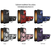 For Xiaomi Redmi K40S / Poco F4 CD Texture Sliding Camshield Magnetic Holder Phone Case(Silver)