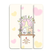 For iPad Air 11 2024 / iPad Pro 11 3-Fold 360 Rotation Painted Leather Smart Tablet Case(Bear Bunny)