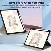 For iPad Air 11 2024 / iPad Pro 11 3-Fold 360 Rotation Painted Leather Smart Tablet Case(Bear Bunny)
