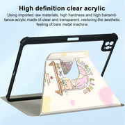 For iPad Air 11 2024 / iPad Pro 11 3-Fold 360 Rotation Painted Leather Smart Tablet Case(Bear Bunny)