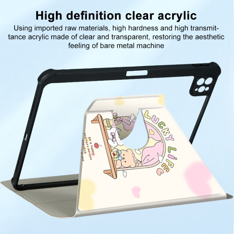 For iPad Air 11 2024 / iPad Pro 11 3-Fold 360 Rotation Painted Leather Smart Tablet Case(Bear Bunny)