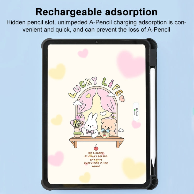 For iPad Air 11 2024 / iPad Pro 11 3-Fold 360 Rotation Painted Leather Smart Tablet Case(Bear Bunny)