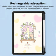 For iPad Air 11 2024 / iPad Pro 11 3-Fold 360 Rotation Painted Leather Smart Tablet Case(Bear Bunny)