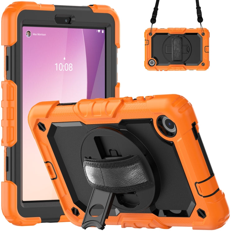 For Lenovo Tab M8 4th Gen Silicone Hybrid PC Tablet Case with Shoulder Strap(Orange)