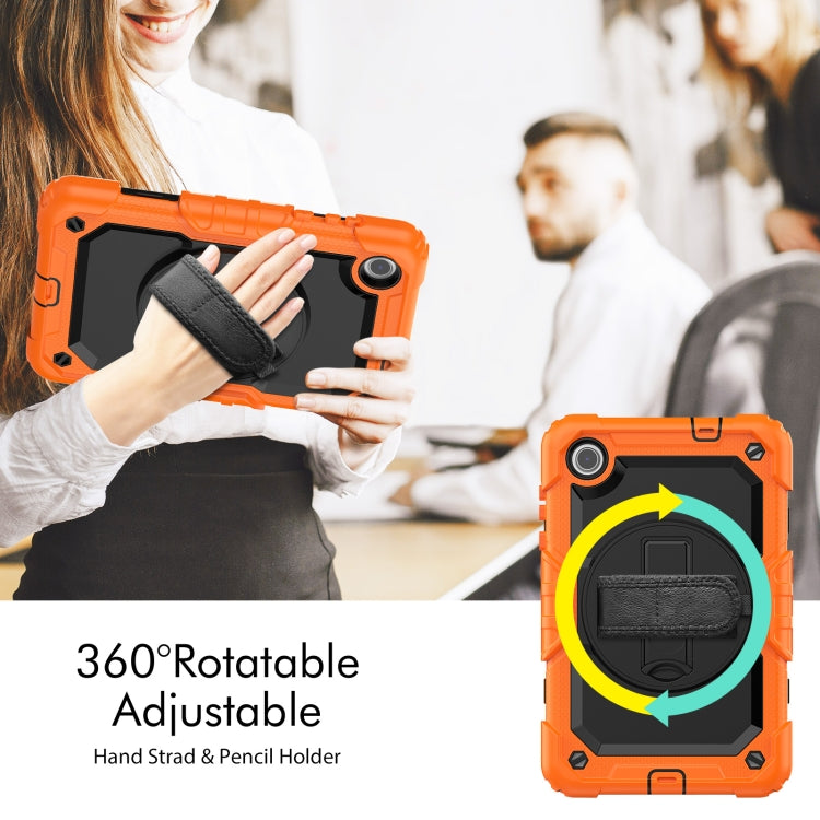 For Lenovo Tab M8 4th Gen Silicone Hybrid PC Tablet Case with Shoulder Strap(Orange)