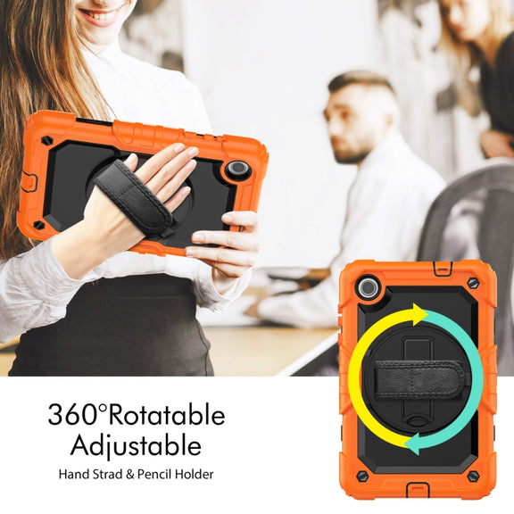 For Lenovo Tab M8 4th Gen Silicone Hybrid PC Tablet Case with Shoulder Strap(Orange)