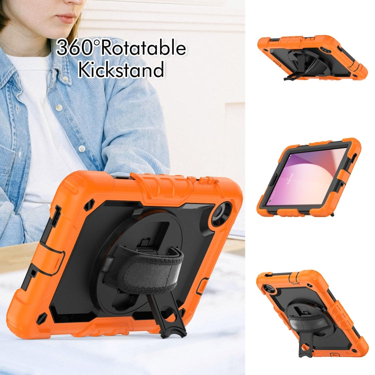 For Lenovo Tab M8 4th Gen Silicone Hybrid PC Tablet Case with Shoulder Strap(Orange)