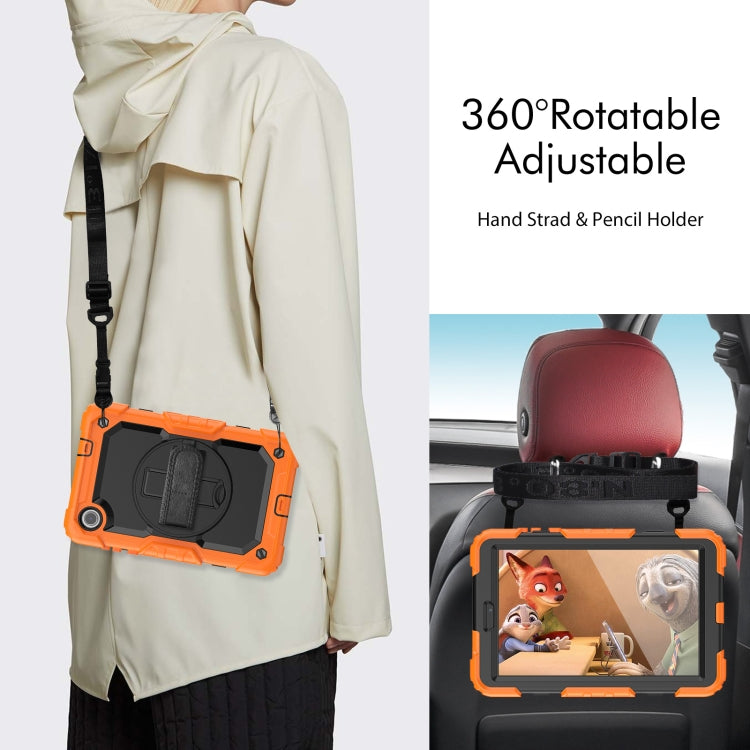 For Lenovo Tab M8 4th Gen Silicone Hybrid PC Tablet Case with Shoulder Strap(Orange)