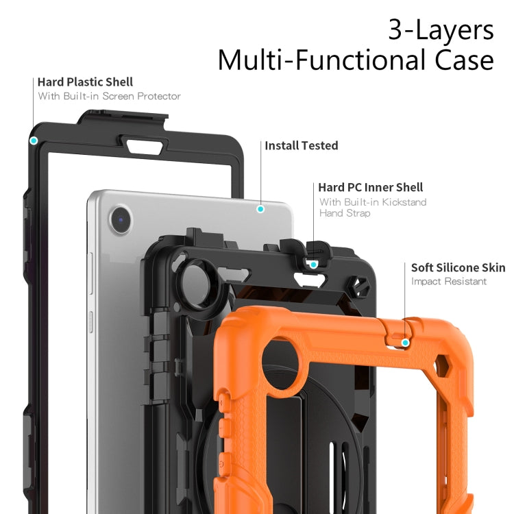 For Lenovo Tab M8 4th Gen Silicone Hybrid PC Tablet Case with Shoulder Strap(Orange)