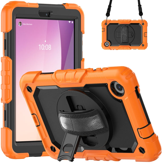 For Lenovo Tab M8 4th Gen Silicone Hybrid PC Tablet Case with Shoulder Strap(Orange)