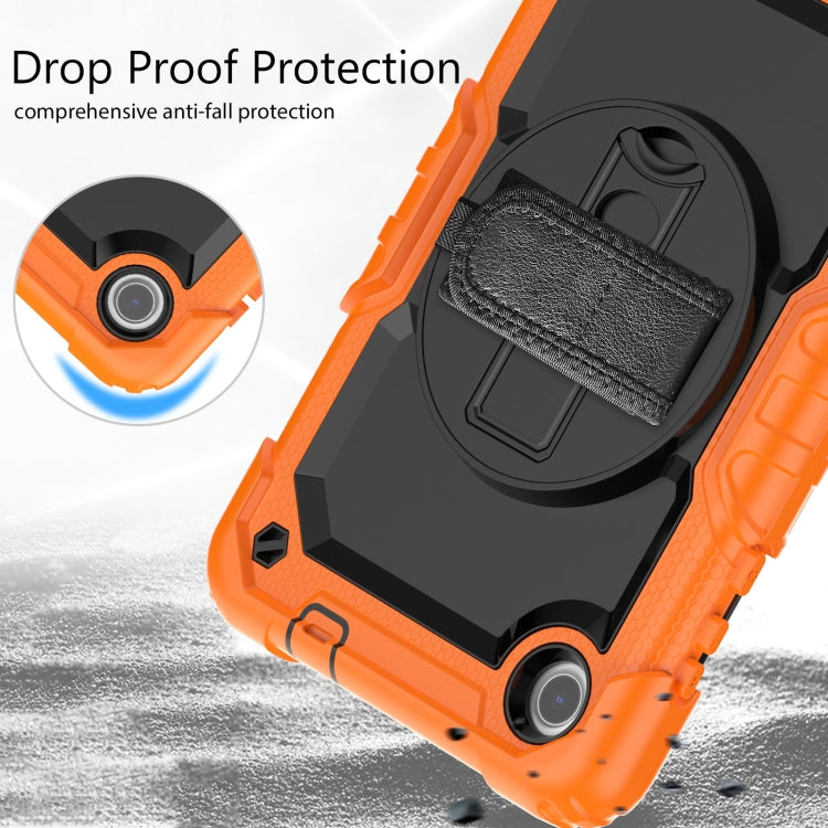 For Lenovo Tab M8 4th Gen Silicone Hybrid PC Tablet Case with Shoulder Strap(Orange)