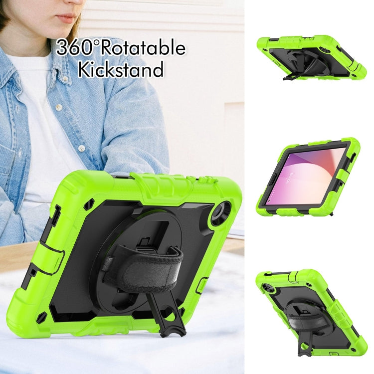For Lenovo Tab M8 4th Gen Silicone Hybrid PC Tablet Case with Shoulder Strap(Yellow Green)