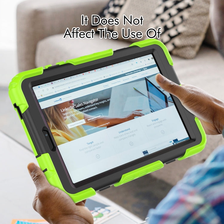 For Lenovo Tab M8 4th Gen Silicone Hybrid PC Tablet Case with Shoulder Strap(Yellow Green)