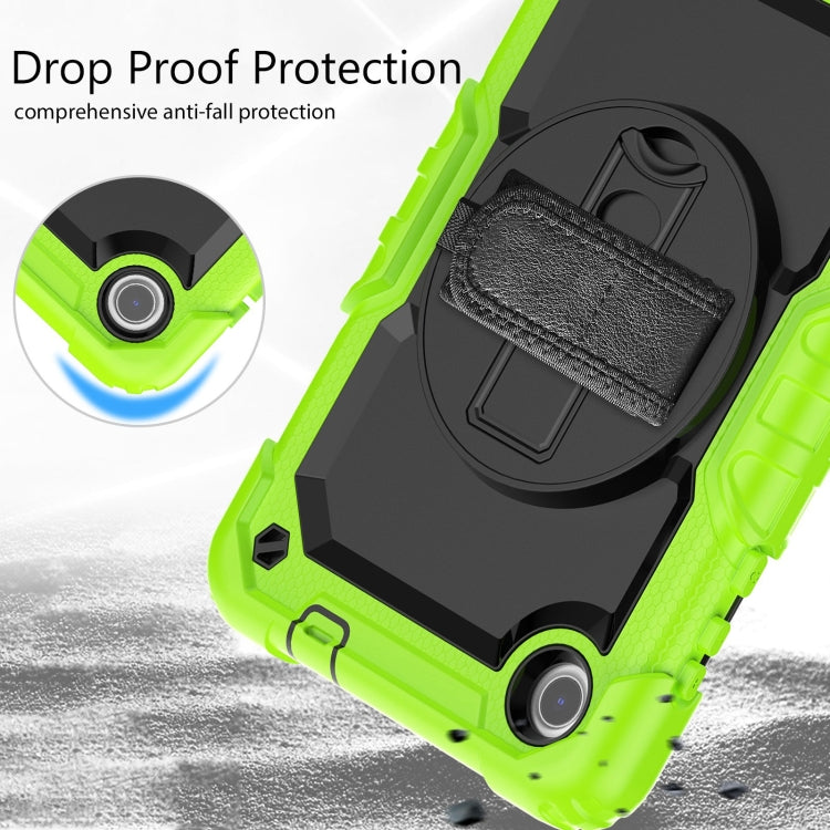 For Lenovo Tab M8 4th Gen Silicone Hybrid PC Tablet Case with Shoulder Strap(Yellow Green)