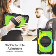 For Lenovo Tab M8 4th Gen Silicone Hybrid PC Tablet Case with Shoulder Strap(Yellow Green PC)